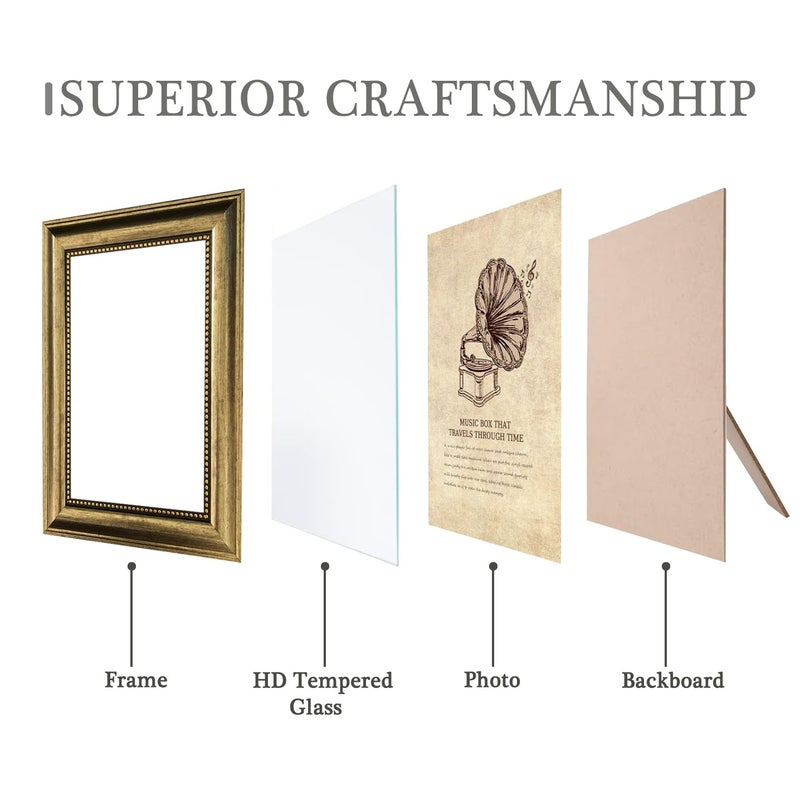 TKYGU 5x7 Picture Frame with Real Glass  4 set Ornate Vintage Picture Frames for Wall or Tabletop Display  Gold 5 x 7 Frame for Wall home best gift - Image 3
